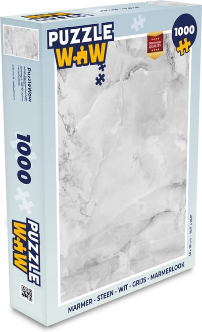 Puzzel Marmer - Steen - Wit - Grijs - Marmerlook - Legpuzzel - Puzzel 1000 stukjes volwassenen