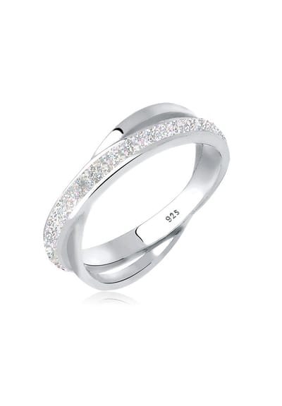 Elli - Ring - Dames Wikkel Modern met wit Emaille in 925 Sterling Zilver - Dames