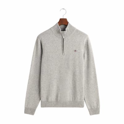Trui GANT Men Superfine Lambswool Half Zip Grey Melange-XL