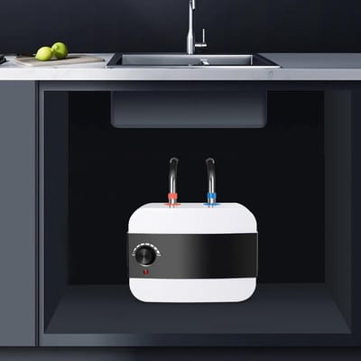 Ondertafelboiler - Warmwaterboiler - Direct warm water - Compact en efficiënt - 325 x 23 x 27 cm - Wit zwart