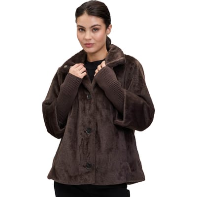 Tussenjas in bontlook - bruin - Gr. 44 van Goldner Fashion