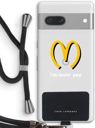 Case Company® - Hoesje met koord geschikt voor Google Pixel 7 hoesje met Koord - I'm lovin' you - Telefoonhoesje met Zwart Koord - Bescherming aan alle Kanten en Over de Schermrand