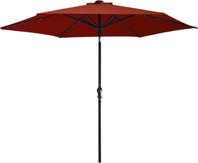 vidaXL - Parasol - met - LED-verlichting - en - stalen - paal - 300 - cm - terracotta