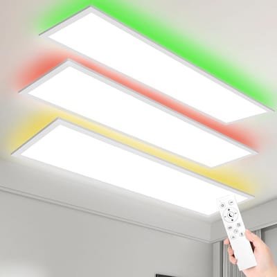 Oraymin LED Plafondlamp 120x30 cm - RGB - 40W Dimbaar Met Afstandsbediening - Woonkamer - Set van 3