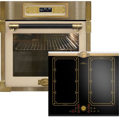 Kaiser - inbouwoven - EH 6726 ElfAD - KCT 6192 FI Em - inductiekookplaat - 60 cm - inbouwoven met kookplaat - retro - inbouwoven 80L - ivoorkleurig - glas