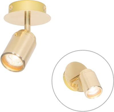 QAZQA ducha - Moderne Plafondspot | Spotje | Opbouwspot voor badkamer - 1 lichts - Ø 10 cm - Goud/messing -