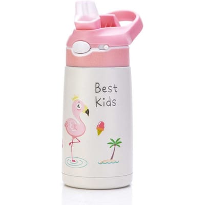 Bouteille d'eau pour enfants 400 ml Animal de dessin animé Tasse pour enfants avec paille Flasques sous vide en acier inoxydable Bouteille thermos Tasse thermique Tasses 400ML