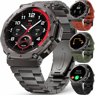 Synyq GPS ProX - GPS Smartwatch Heren - 4 Bandjes - AMOLED - 5ATM Waterdicht - 51 mm - Belfunctie - 170+ Sportmodi - Horloge Heren - Smartwatch Heren - Sport Horloge - iOS & Android