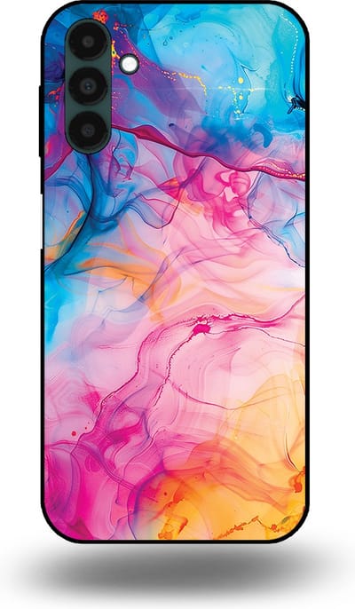 Smartphonica Telefoonhoesje Geschikt voor Samsung Galaxy A04s met Regenboog Acryl Marmer Opdruk - TPU Backcover Case Rainbow Acrylic Marble Design geschikt voor Samsung Galaxy A04s