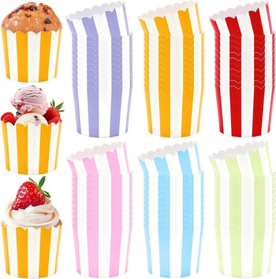 Papieren Muffin Mallen en IJsbekers - 168 Stuks Cupcake Mallen, Wrapper en Snoepdozen voor Bakken, Verjaardagen, Bruiloften en Feesten in 6 Kleuren