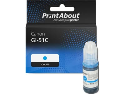 PrintAbout huismerk Inktcartridge GI-51C Cyaan Geschikt voor Canon