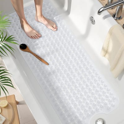 RONN® Badmat antislip voor in bad - Douchemat antislip voor douche - Badmat antislip - Grijs - ‎100cm x 40cm x 2cm