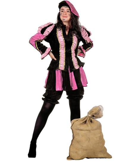 Piet Kostuum | Roze Gestreepte Piet Dames | Vrouw | Maat 46 | Sinterklaas | Verkleedkleding