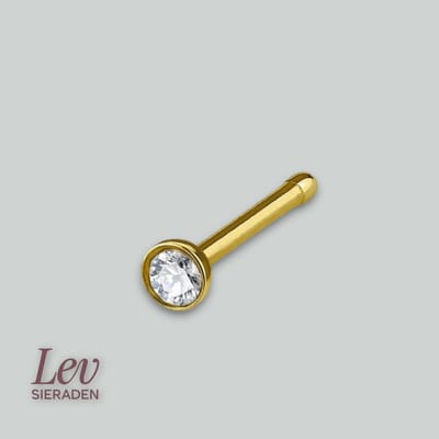 Lev Sieraden - kogel neusknopje met zirkonia 2.5 mm - 14k geelgoud