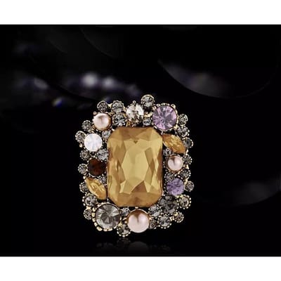 Retro Barok Vierkante Kristallen broche Parel Elegant en waardig Prachtige Spelden Herfst en Winter Jas broche vintage accessoires black