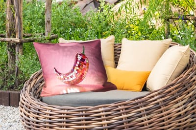 Buitenkussens - Tuin - Peper - Disco - Rood - Glitter - 50x30 cm