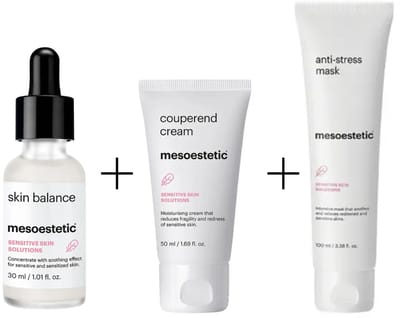 Mesoestetic Set Gevoelige Huid – Couperend Cream + Skin Balance + Anti Stress Mask – Tegen Roodheid & Irritatie