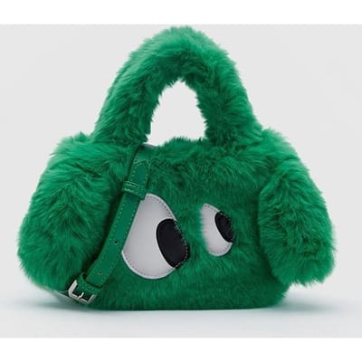 Schattige Puppy Tas met Grote Ogen van Bont voor Vrouwen in de Winter Pluche Hand Emmer Tas Crossbody Tas Trendy Vrouwentas blue
