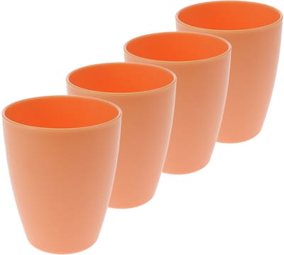Excellent Houseware drinkbekers van onbreekbaar kunststof - 4x - 340 ml - oranje - kinderen - Limonade bekers - Campingservies - picknickservies