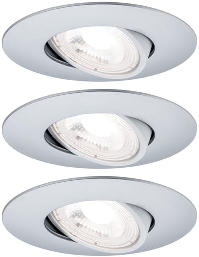 LED-inbouwlamp Set van 3 zwenkbaar rond 90 mm 50° 3x5W 3x460lm 230V 3000K Chroom mat