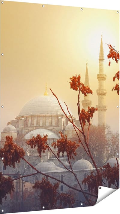 Gards Tuinposter Suleymaniye Moskee in Istanbul - 120x180 cm - Tuindoek - Tuindecoratie - Wanddecoratie buiten - Tuinschilderij
