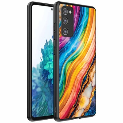 Geschikt voor Samsung Galaxy S20 FE Telefoonhoesje met Regenboog Goud Marmer Opdruk - TPU Backcover Case Rainbow Gold Marble Design - Smartphonica geschikt voor Samsung Galaxy S20 FE