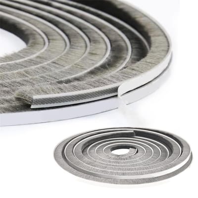 Ynkkvre - 5 m Borstelstrip Zelfklevend – 9 mm x 23 mm Borsteldichting voor Schuifdeuren, Ramen en Kasten – Afdichtingsborstel tegen Tocht – Grijs