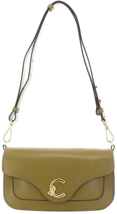 COCCINELLE Leren schoudertas C-Me Calf Shoulder Bag Seagrass kaki