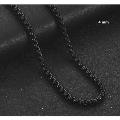 Aramat Jewels | Halskettingen | Zwarte Stalen Jasseron Ketting – Stoere Schakelketting Unisex RVS | 4mm / 45cm |45cm | | Staal | Volwassenen | Verkleurd niet
