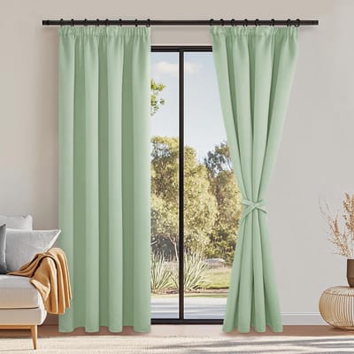 Gordijnen, ondoorzichtig, plooiband, set van 2, H 260 x B 140 cm, verduisteringsgordijnen met gordijnbanden, gordijnen woonkamer, slaapkamer, thermogordijn, kinderkamer, warmte-isolerend