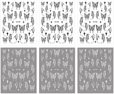 Dailygoods - 3D Liquid Butterfly Nagelstickers, 6 stuks, zelfklevende 3D-nageldecoratie