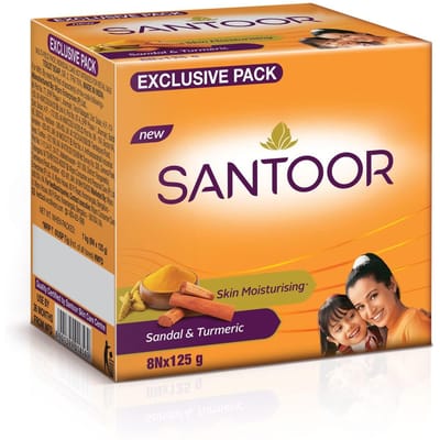Santoor Huidverzorgende Sandal & Kurkuma Badzeep met Voedende & Anti-Aging Eigenschappen| Voor Zachte & Glanzende en Jonger Uitziende Huid| Voor Iedereen orange