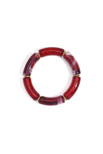 Bijoutheek Armband (Sieraad) Retro Statement Grote Kralen Bordeaux