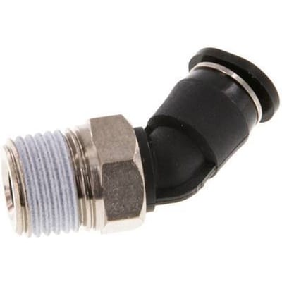 4mm x R1/8'' 45 graden L-verbinding Messing/PBT Insteekfitting Buitendraad Compact Ontwerp NBR