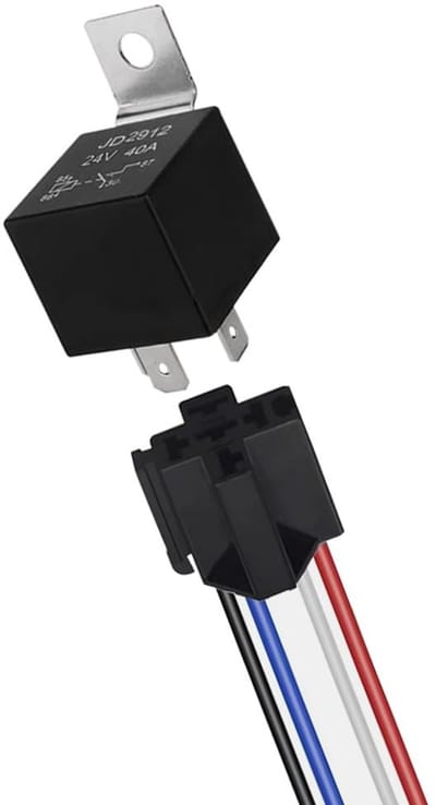 Allecto - 4 Pin Car Relay - 24V 40A - Automatisch relais met socket - Zwart - Voor auto truck boot - Hoogwaardige prestaties