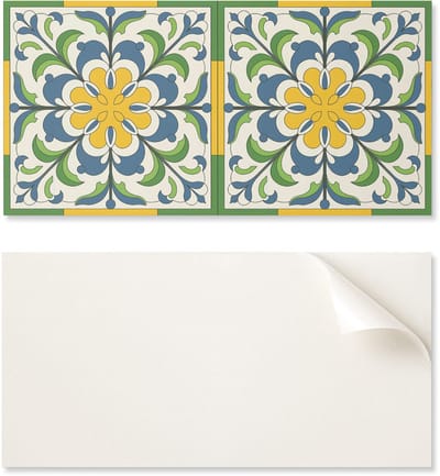 Zelfklevend vinylpaneel met decoratieve print, 100x50 cm, bloemenmotief met bladeren.