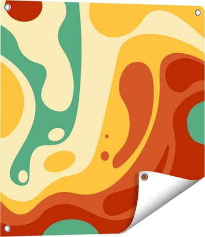 Gards Tuinposter Abstracte Kunst - Organische Kleurrijke Vormen - 60x60 cm - Tuindoek - Tuindecoratie - Wanddecoratie buiten - Tuinschilderij