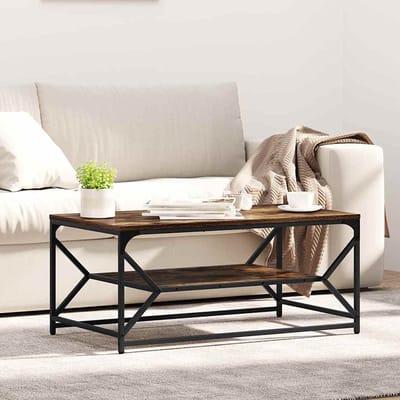 vidaXL - Salontafel - Rook - Eiken - 90 - x - 50 - x - 40 - cm - Engineered - hout - en - staal