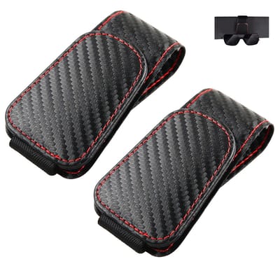 Dailygoods - 2 stuks brillenhouders voor auto, lederen zonnebrilhouder voor auto - voor zonnebril & reservebril, praktische organizer bij sterk licht voor bestuurders​
