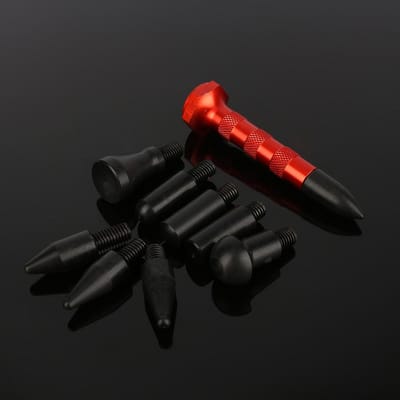 1 Stylo de réparation avec 9 têtes Tap Down Knockdown Outils de débosselage Suppression de la grêle red