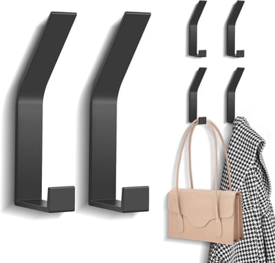 Crrynuo-6 stuks kledinghaken zonder boren- houden tot 10 kg-wandhaken- Zwart- for coat- tas- jas- hoed-veelzijdige bruikbare garderobehaken- Zwart- voor woonkamer- Badkamer enz