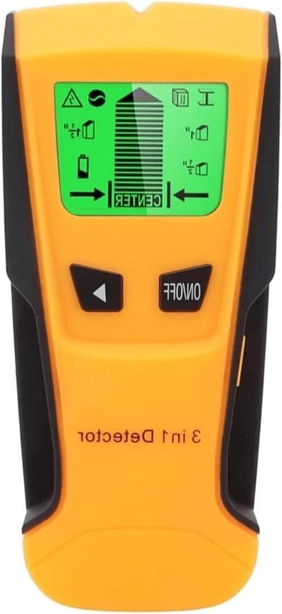 Wanddetector - Metaaldetector Stijlzoeker - Klus Klussen - 3-in-1 Functionaliteit - 13mm 25mm 38mm - Geel Zwart