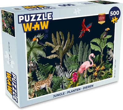 Puzzel Jungle - Planten - Dieren - Kinderen - Flamingo - Zebra - Legpuzzel - Puzzel 500 stukjes