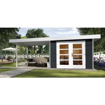 Weka Tuinhuis Met Overkapping 126+ Type B Gr1 Antraciet 240x645cm