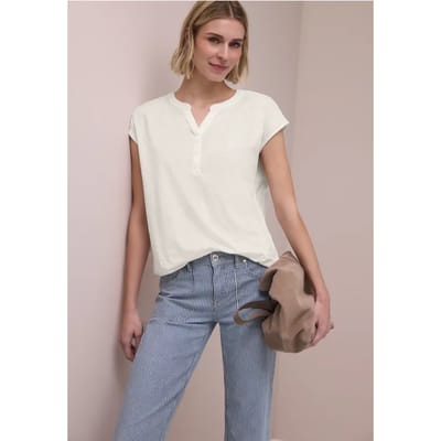 Shirt met losse schouders en gespleten hals