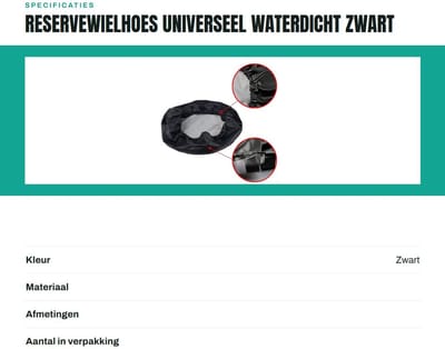 Dailygoods- Reservewielhoes 15 inch - Waterdichte/stofdichte bescherming - Universeel voor aanhanger/auto - Weerbestendig ledergraanvinyl - Eenvoudige installatie zonder gereedschap - Bandenhoes