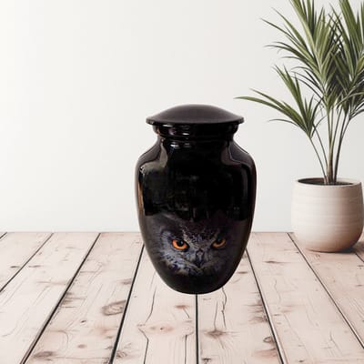 Verdeel Urn - Kinder Urn – Uil - Black Owl 14487 ( Ook Graveerbaar )