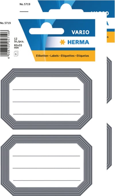 Herma Schoolboeken etiketten - stickers - 24x - grijs/wit - 8.2 x 5.5 cm