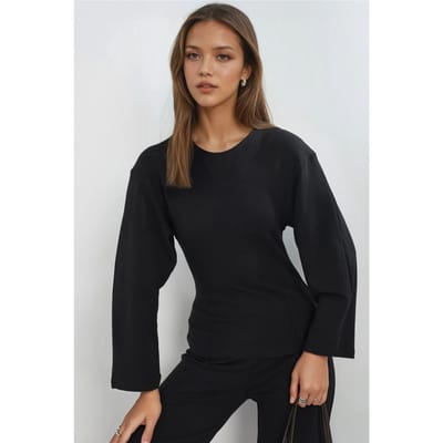 Ronde Hals Lange Mouw Fitted Blouse