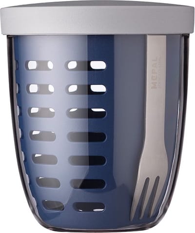 Mepal - Ellipse Fruit-& Veggie pot Fruitbox voor onderweg - Nordic denim ‚Äì voorzien van vergietje en RVS vorkje